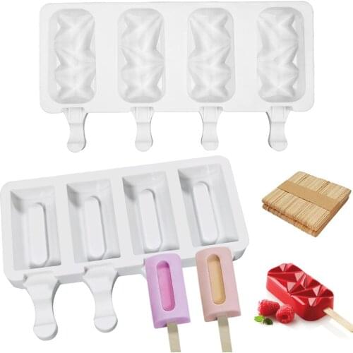 4-Cavity Ice Cream Molds Silicone Popsicle Molds 2PCS /Set Homemade Ice Cream Mold for DIY Popsicle Cake Jelly kitchen accessory
