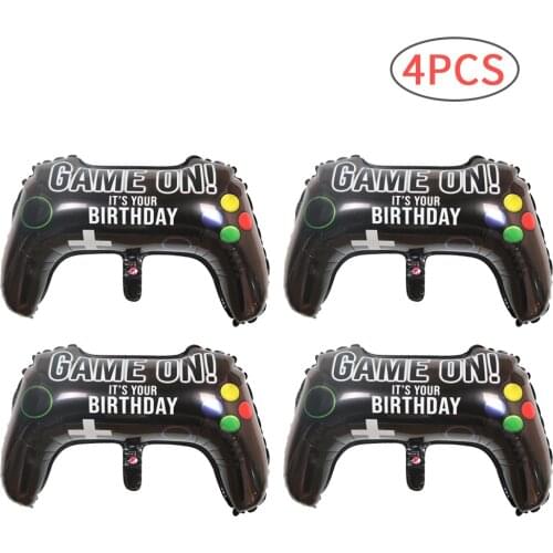 4pcs Video Game Party Balloons Gome On Game Controller Aluminum Foil Balloon Birthday For Boys Kids Gaming Party Decorations