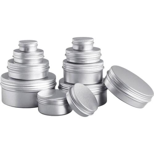 5pcs Aluminum Tin Jars Metal Empty Storage Box DIY Cosmetic Packaging Case 10/15/20/30/40/50/60/80/100/150/250g