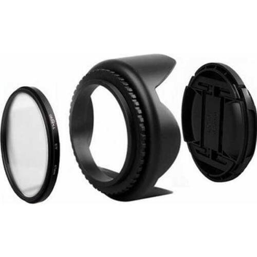 55mm UV Filter+front Lens Cap+Flower Lens Hood For Nikon D5600 D5500 D5300 D7500 D3400 D3300 D750 D5 and Nikon AF-P 18-55mm lens