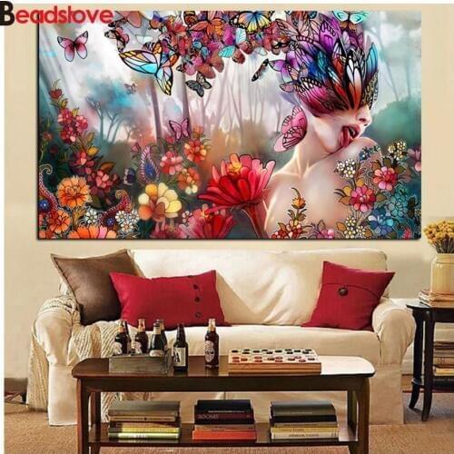 DIY 5D Diamond Painting Abstract Butterfly Psychedelic Sexy Nude Woman Landscape Embroidery Full Square/Round Rhinestone Mosaic