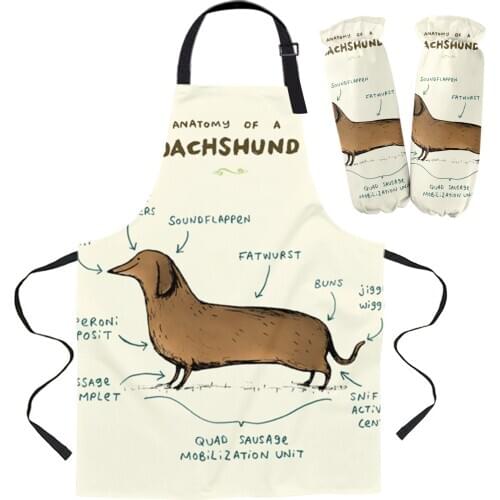 Anatomy of A Dachshund Apron Kitchen Household Cleaning Pinafore Baking Accessories Cooking Apron Kitchen Aprons for Woman