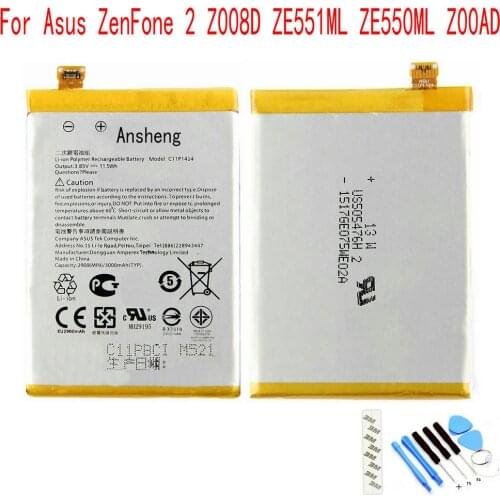 Ansheng Original C11P1424 3000mAh battery For Asus ZenFone 2 ZE551ML ZE550ML Z00AD Z00ADB Z00A Z008D 5.5inch Mobile Phone