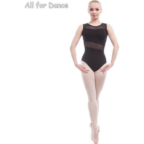 Free Shipping Tank Sleeve Cotton With Mesh Ballet Leotard For Women Ballet Dance Practice Clothes Gymnastic Leotard Shapewear
