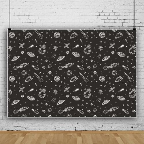 Black and White Stick Figure Rocket Flyer Portrait Photography Backdrop Decor For Photo Background Studio Photocall Props