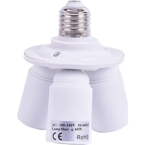 3 In 1 E27 Base Socket Splitter Light Lamp Bulb Adapter Holder Converter Plastic