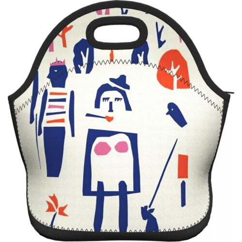 Children Graffiti Painting Kids School Lunch Bags Insulation Cooler Bags for Office Picnic Hiking Good Quality Neoprene Fabric