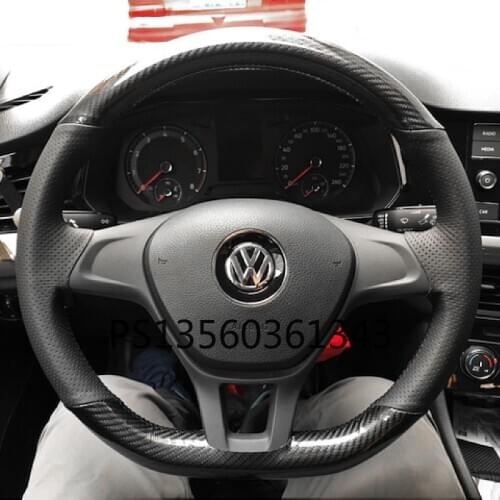 For Volkswagen Lavida Tharu Tiguan Sagitar Magotan cc Bora Golf VI hand stitched steering wheel cover leather suede grip cover