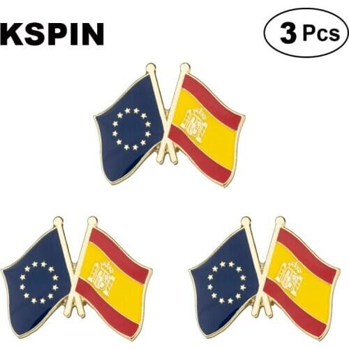 EU & Spain Frendship Lapel Pin Brooches Pins Flag badge Brooch Badges