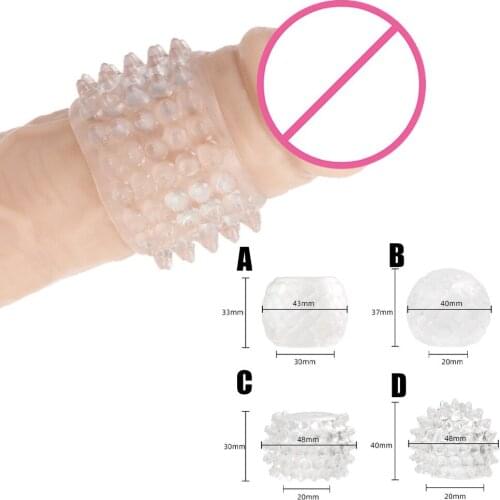 Silicone Reusable Penis Sleeve Flexible Glans Penis Enlarger Extender Delay Ejaculation Cock Ring Sleeve Adult Sex Toys For Men