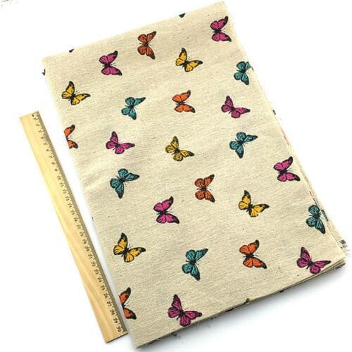 50x140cm Colorful butterfly printed cotton linen Fabric Burlap for Sewing Textile Quilting Diy for pillow curtain Purse