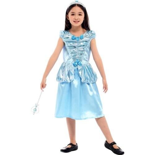 Costumes Girl Stage Cosplay Dress kids Halloween Costumes Blue Color Elegant Cosplay Cloth