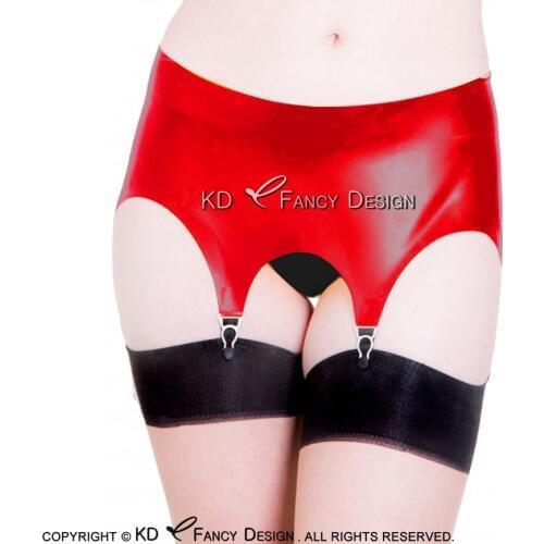 Red Sexy Mini Latex Skirts With Garters Rubber Bottoms SEX-0051