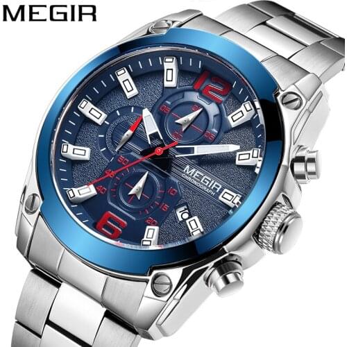 MEGIR 2021 Sports Men Watches Top Brand Luxury Business Chronograph Military Wristwatch Fashion Casual Clock Hour Reloj Hombre