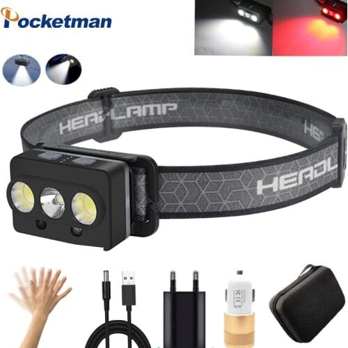 80000 Lumen LED Headlamp Portable Sensor Mini COB LED Headlight With Built-in Battery USB Rechargeable Waterproof LED Head lamp