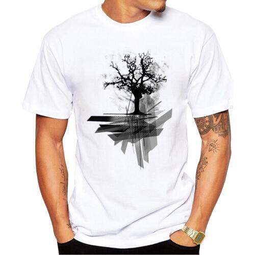 TEEHUB The Grunge Tree Men T-Shirt Fashion Vintage Geometric Tree Printed Tshirts O-Neck Short Sleeve Cool Tops Funny Tees