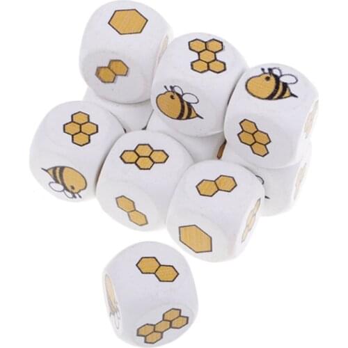 New Pattern 10Pcs/Pack 2cm Solid Wood Dice Game Props Educational Toys for Children Solid Color Digital Dice