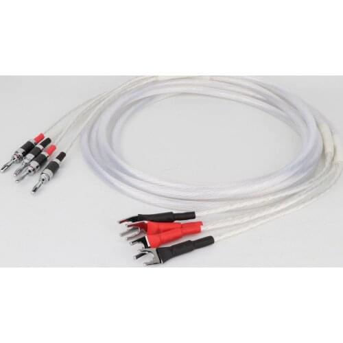 2021New One Pair HIFI Silver-Plated Speaker Cable Hi-END 4N OFC Speaker Wire For HI-FI Systems Y Plug Banana Plug Speaker Cable