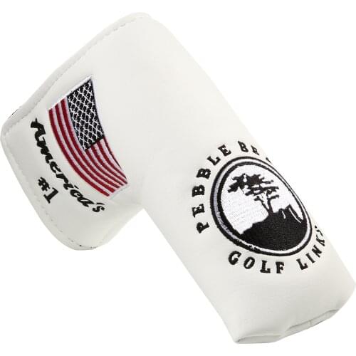 New USA American No.1 Flag Long LifeTree White Golf Putter Cover Headcover Closure for Blade Golf Putter Free Shipping