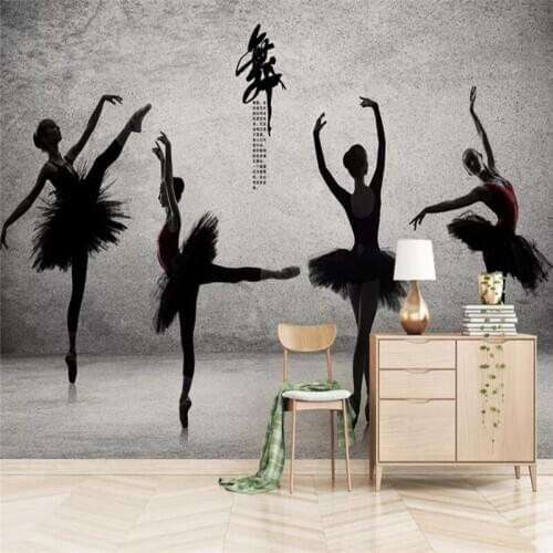 Custom wallpaper Modern minimalist dance studio ballet yoga studio mural wall - high quality silk fabric
