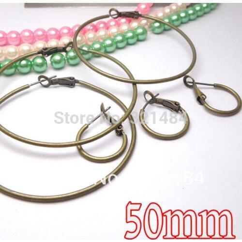 WHOLESALE 500pcs Antique bronze 50mm ring Circle Hoop earrings, earring hoops findings