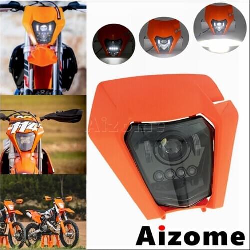Orange Motorcycle LED Headlight Fairing Enduro Motocross 45/20W Hi/Lo Beam Waterproof Headlamp Light For SX XC EXC SX-F XC-W FX