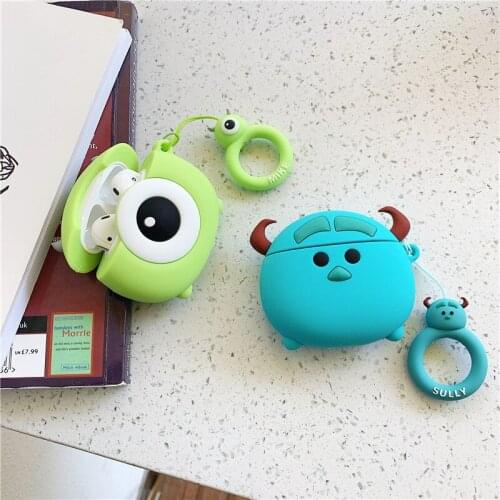Creative Cute Cartoon Big Eyes Hairy Monster Keychain Airpods Apple Wireless Bluetooth Headset Case For Airpods Pro 1or2 Keyring