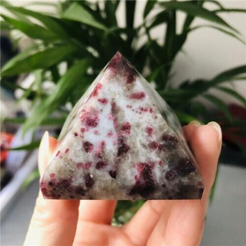 Natural red tourmaline pyramid quartz crystal specimens mineral rock healing remove negative energy home decor