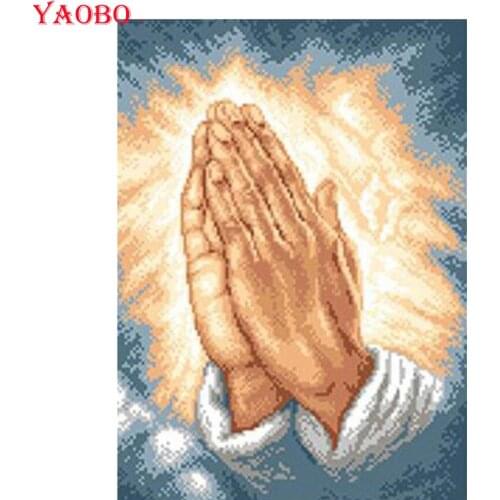 Full Drill Square Round 5 d Diamond painting Praying Hand Blessing Religion mosaic Diamond Embroidery decor rhinestone pictures