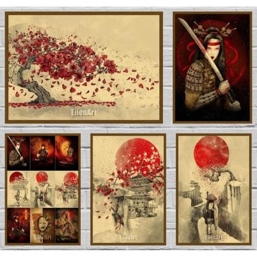 Vintage Japanese Portrait Samurai Posters Wall Art Prints Poster Decoration Living Room Modern Art Art Painting Pictures 42X30cm