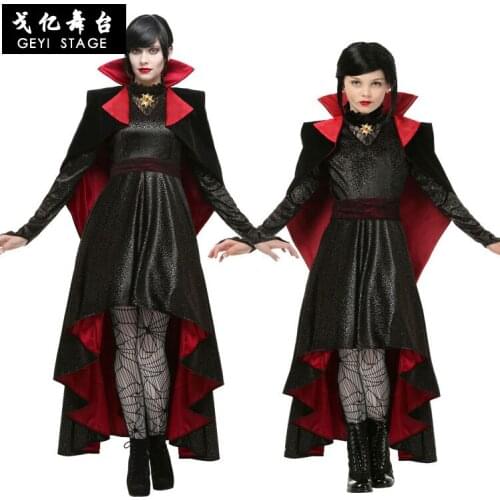 Deluxe Gothic Vampiress Cosplay Women Girls Vampire Costume Kids Adult Collection Halloween Christmas Purim Party Fancy Dress