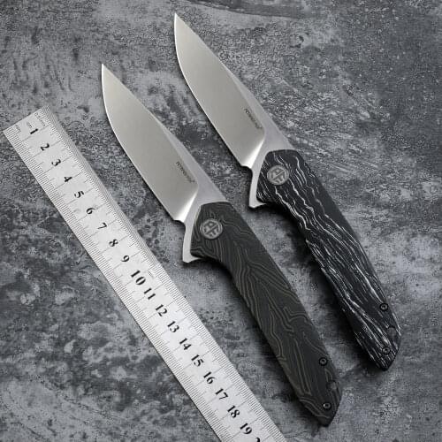 PF989 Petrified fish k110 steel G10 handle flipper folding knife titanium clip ceramic ball bearing outdoor camping edc tool
