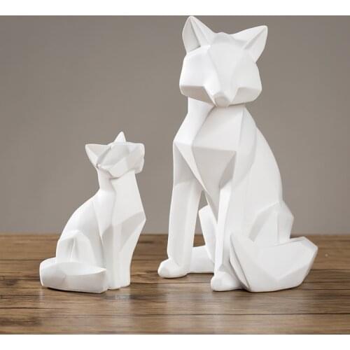 MODERN GEOMETRIC FOX STATUE RESIN ARCTIC FOX SCULPTURE FASHION HOME LOVE DECOR GIFT AND CRAFT ADORNMENT ACCESSORIES FURNISHING