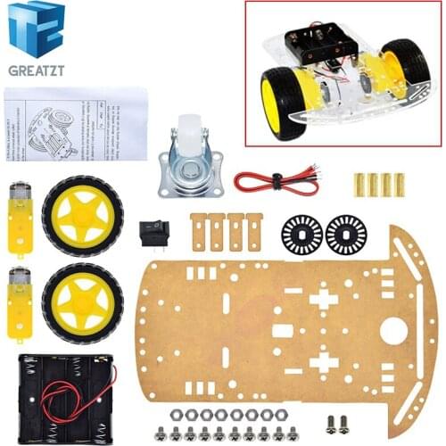 TZT New Motor Smart Robot Car Chassis Kit Speed Encoder Battery Box 2WD For Arduino Free Shipping