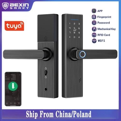 Tuya VX1 Smart Door Lock WiFi Fingerprint Password IC Card Lock, APP Remotely Fechadura Digital Lock