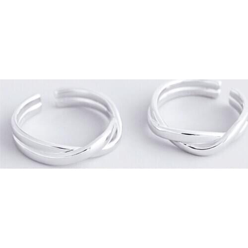 Sole Memory Personality Smooth Twisted Cute Wave 925 Sterling Silver Female Resizable Opening Rings SRI440