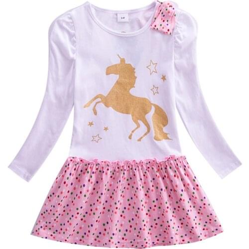 Spring and autumn new style 100% cotton baby girl clothes cartoon European and American style simple girl dress kids clothes