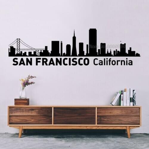 San Francisco California City Skyline Wall Decal City Silhouette Vinyl Wall Sticker Interior Design Living Room Art Decor LL907