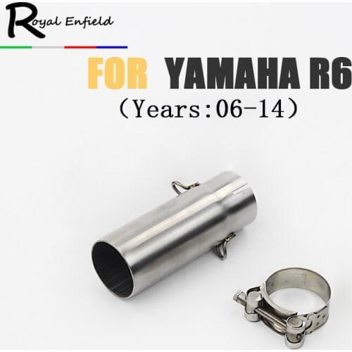 YZF R6 51mm Motorcycle Exhaust Muffler Middle Link Pipe Underbody Adapter Connector for Yamaha R6 2006 2007 2008 2009 2010-2014