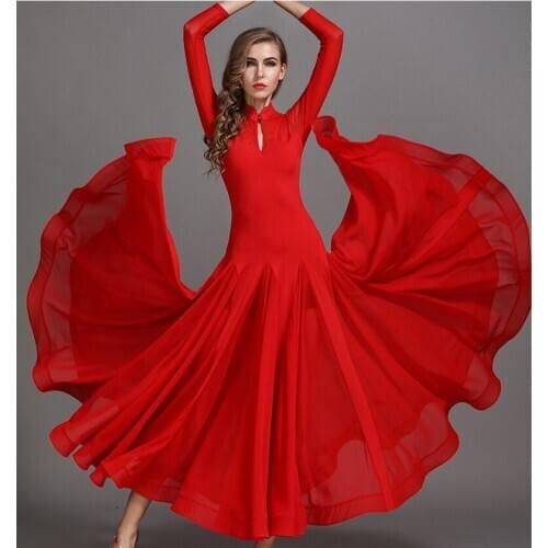Women ballroom dance training clothes modern dance practice dress ball dance waltz tango social dance uniforms big skirt MY789