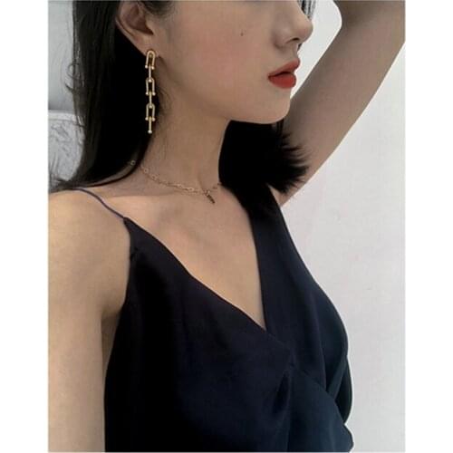 2020 New Arrival Vintage Earrings for Women Metal U Chain Stud Earrings Punk Jwelry Female Brincos Chain Tassel Earrings Bijoux