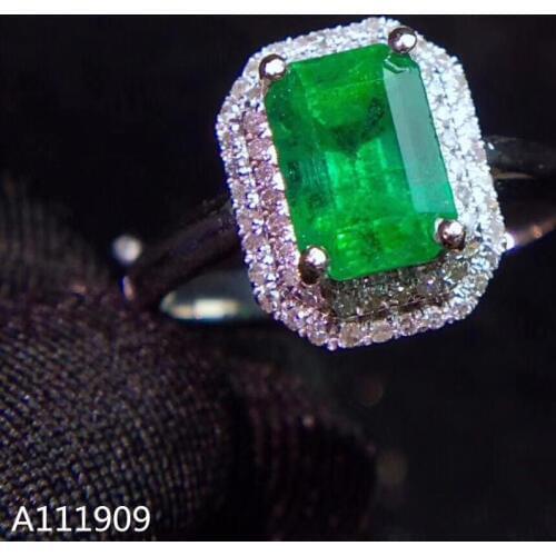 KJJEAXCMY boutique jewelry 925 sterling silver inlaid natural emerald gemstone female ring support detection luxury
