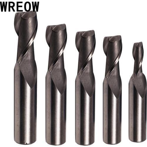 1Pc HSS 2 Flute Straight Shank End Mill Router Bit Ball Nose CNC Milling Cutter 4mm 6mm 8mm 10mm 12mm milling Tool Acccessories