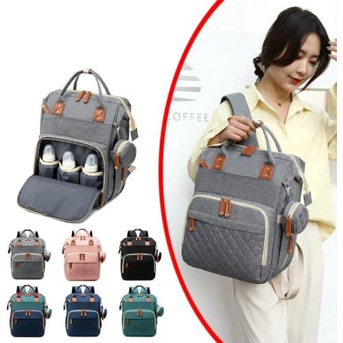 1 Pcs Fashion Mummy Maternity Nappy Bag Large-capacity Double-shoulder Folding Bed Baby Bag Portable Travel Mommy Bag Diaper Bag