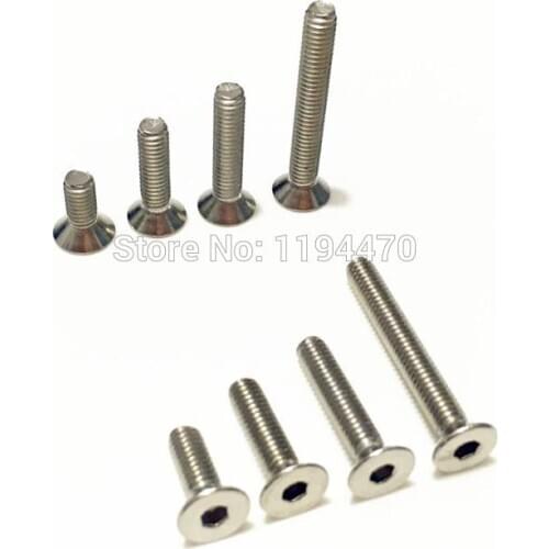 100pcs M4x20mm M4*20 DIN7991 Metric Thread 304 Stainless Steel Flat Countersunk Head Hex Socket Screw Bolt