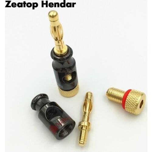 2Pcs Nakamichi 4mm Banana Plug Spiral Type 24K Gold Screw Stereo Speaker Audio Copper Terminal Adapter Electronic Connector