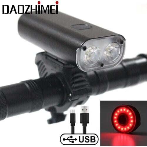 2000 Lumens Bike Headlight 2T6 LED Super Bright 5200mAh Bike Light USB Rechargeable Flashlight Front Lights and Back Rear light