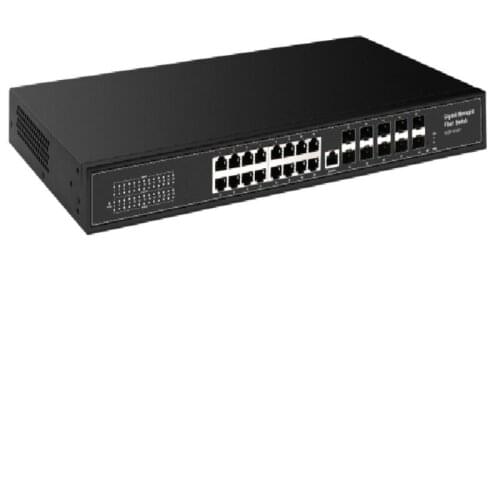 26 port gigabit managed fiber optical sfp switch 16p utp 10p sfp 10 100 1000m fibre network switch