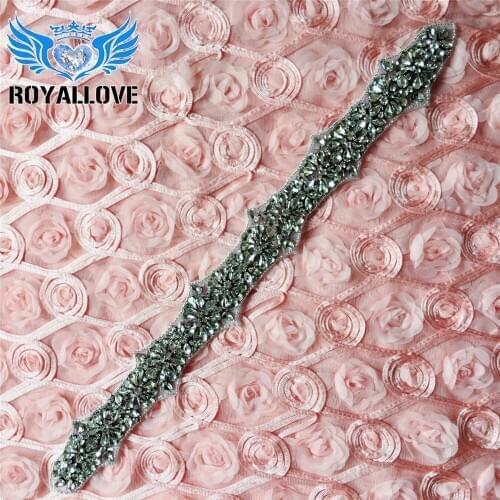 30pcs) Wholesale Long bridal handmade beaded sewing nickel crystal rhinestone appliques IRON ON for wedding dresses sash belt