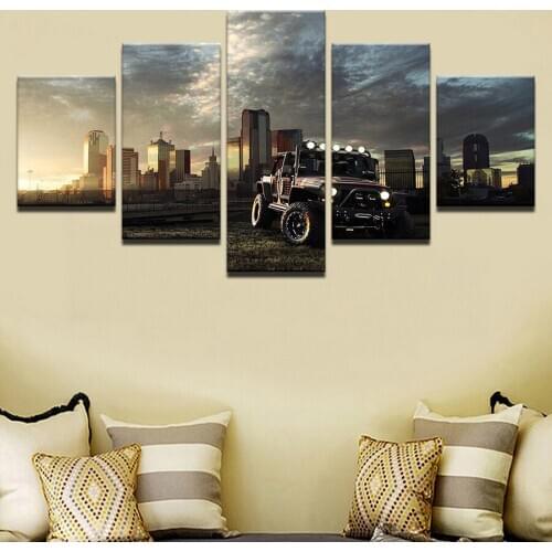 5 Panels Diy 5D Diamond Painting Car City Sunrise View Diamond Embroidery Patterns rhinestones Diamond Mosaic Cross StitchZP-928